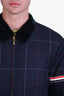 Thom Browne Navy Wool Check Velvet Collar Jacket Size 1 Mens
