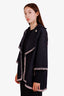 Pre-loved Chanel™ Navy Tweed Chain Trimmed Coat Size 36
