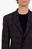 Blazer Etro simple boutonnage en laine et soie gris, taille 54 homme