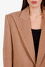 Balmain Beige Wool Blend Shoulder Pad Coat Size 48