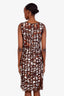 Oscar de la Renta Brown/White Abstract Midi Length Dress Size 6