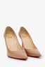 Christian Louboutin Nude Patent Leather Pointed Toe Heels Size 37.5