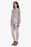 Hemant & Nandita Purple/Multicolour Sheer Long Sleeve Blouse & Cuffed Pant Set Size Small