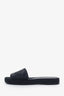 Pre-loved Chanel™ Black Woven Raffia Interwoven CC Flat Slides Size 38