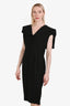 Alexander McQueen Black Crepe V Neck Midi Dress Size 46