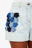 Fendi Denim Floral Applique Shorts Size 38