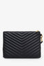 Saint Laurent Black Leather YSL Monogram Leather Pouch