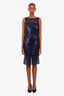 Christina Perrin Blue Sequin Embellished Sleeveless Midi Dress Size 6