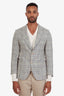 Loro Piana Blue/Brown Check Silk Blazer Size 48 Men's