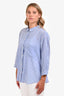Erika Cavallini Blue Striped Sheer Cotton Button-Up Shirt Size 46