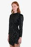 A.L.C Black/Gold Velvet Mock Neck Long Sleeve 'Jane' Mini Dress Size 0
