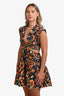 A.L.C Navy Multicolour Floral Lexi Cut-Out Twist Midi Dress Size 8