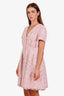 Maje Pink Tweed Short Sleeve Button Front Mini Dress Size 40