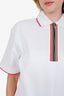 Burberry White Cropped Collar Zip Up Shirt Size M