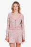Alexis Pink/Yellow Tweed Long Sleeve Mini Dress Size L
