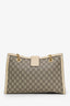 Gucci White/Brown Leather and Coated Canvas GG Supreme Medium Padlock Shoulder Bag