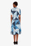 Staud Blue Bandana Print Tie Front Midi Dress Size 0