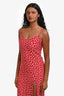 Reformation White/Red Floral Print Side Slit Midi Dress Size 0