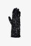 Pre-loved Chanel™ Black Mesh Velvet Camelia Gloves Size 7.5