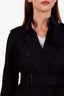 Burberry Black Cotton Cropped Belted Jacket Size 4