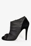 Pre-Loved Chanel™ Grey/Black Satin Suede Peep-Toe Bow Ankle Booties Size 40