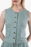 Pre-loved Chanel™ Blue Tweed Button Sleeveless Dress Size 38
