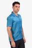 Helmut Lang Blue Silk Short Sleeve Button-Up Top Size Small Mens