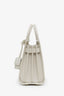 Saint Laurent White Grained Leather Small Sac de Jour Bag with Strap