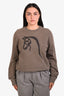 Hermès Brown Cotton and Leather Embroidered Horse Graphic Crewneck Sweatshirt Size L