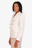 Balmain White Cotton-Blend Double Breasted Textured Blazer Size 42
