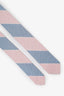 Thom Browne Pink/Blue Silk Cotton Striped Tie