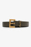 Saint Laurent Olive Green Leather Cassandre Thin Belt