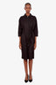 Hermès Black Cotton 'Chemise' Belted Mid Sleeve Midi Dress Size 38