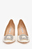 Manolo Blahnik White Satin Bridal Hangisi Embellished Heels Size 38