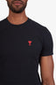 Ami Paris Black Cotton Initial Heart Embroidered T-Shirt Size M Mens