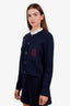 Sandro Navy Wool Blend Ruffle Collar Cardigan Size 1