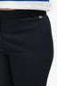 Pre-loved Chanel™ 2019 Navy Blue Tweed Trousers with Yellow Logo Ribbon Trim Size 42