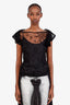 Valentino Black Silk Lace Ruffled Sleeveless Top with Slip Size 42