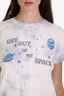 Re/Done White/Purple Tie Dye Cotton 'Get Out Of My Space' Short Sleeve T-Shirt Size S