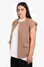 Gucci Beige/Tan Wool GG Monogram Reversible Accent GG Button Up Vest Cardigan Size 40