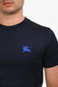 Burberry Navy Blue Cotton Logo Embroidered T-Shirt Size S Mens