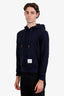 Thom Browne Navy Logo-Patch Hoodie Size 2 Mens