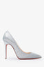 Christian Louboutin Silver Sequin Pointed Toe Heels Size 36.5
