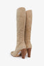 Escada Beige Suede Knee High Boots Size 40.5