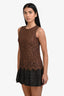 Dolce & Gabbana Brown Lace Wool Tiered Sleeveless Mini Dress Size 36