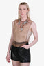 Dries Van Noten Blush Silk Crystal Embroidered Sleeveless Top Size S