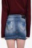 Balmain Blue Distressed Denim Mini Skirt Size 38