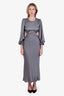 ASTR Blue/Grey Satin Midi Length Open Back Dress Size XS