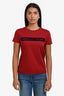 Pre-loved Chanel™ 2017 Red Cotton "Gabrielle Chanel™" T-Shirt Size 36