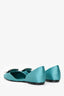 Roger Vivier Teal Blue Satin D'Orsay Crystal Embellished Flats Size 8